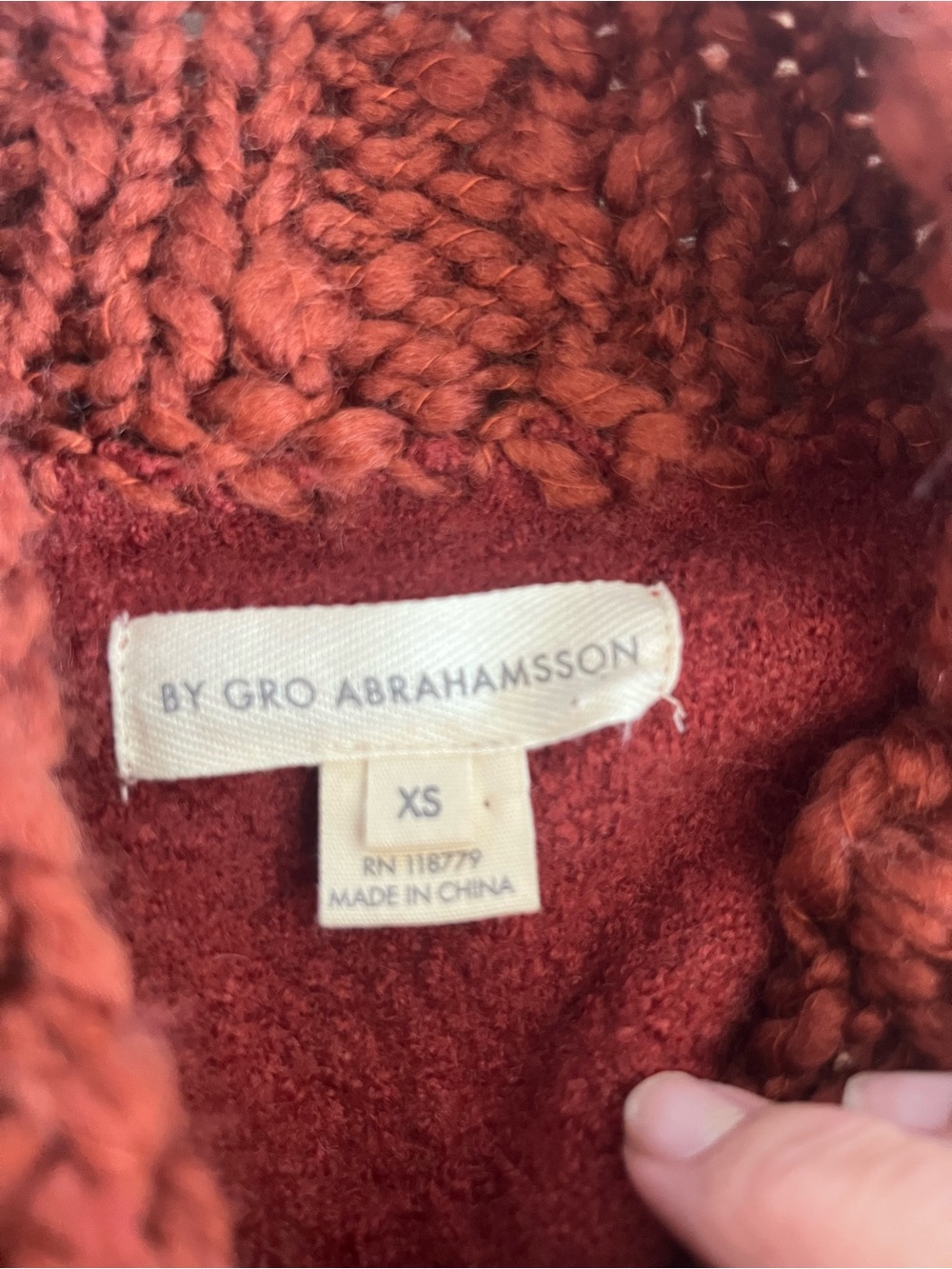 Anthropologie Gro Abrahamsson Transverse Placket Wool Cardigan Rust Orange XS - Picture 6 of 9